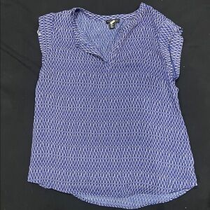 Willi Smith Blue Geometric Women's Blouse